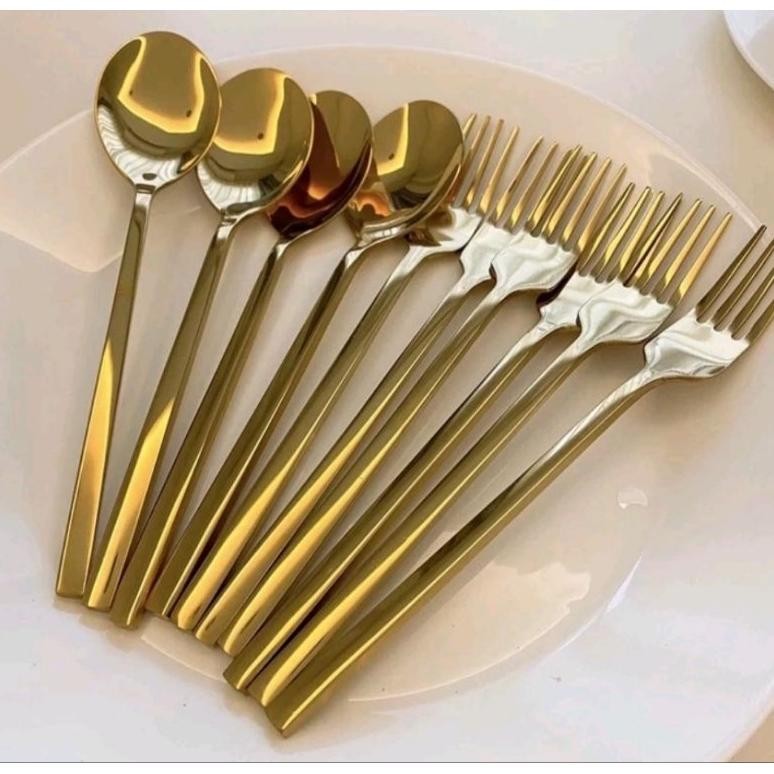 Sendok Korea Gold / sendok Bulat korea / Sendok korea isi 6 pcs aSt