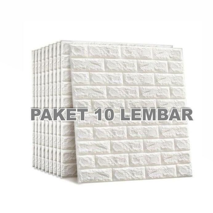 Pjj-1621 Dtg Paket 10 Lembar Brickfoam Bata Putih 77 X 70 Cm Wallpaper 3D Modern Foam Batu Bata Teba