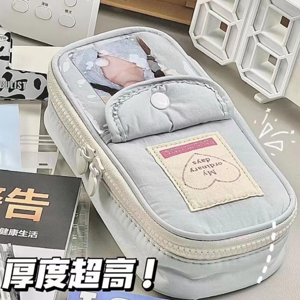 

Jg-56 Pencil Case Tempat Pensil Retro Heart Zipper Large Capacity Stationery Cosmetic Pouch Jg-56