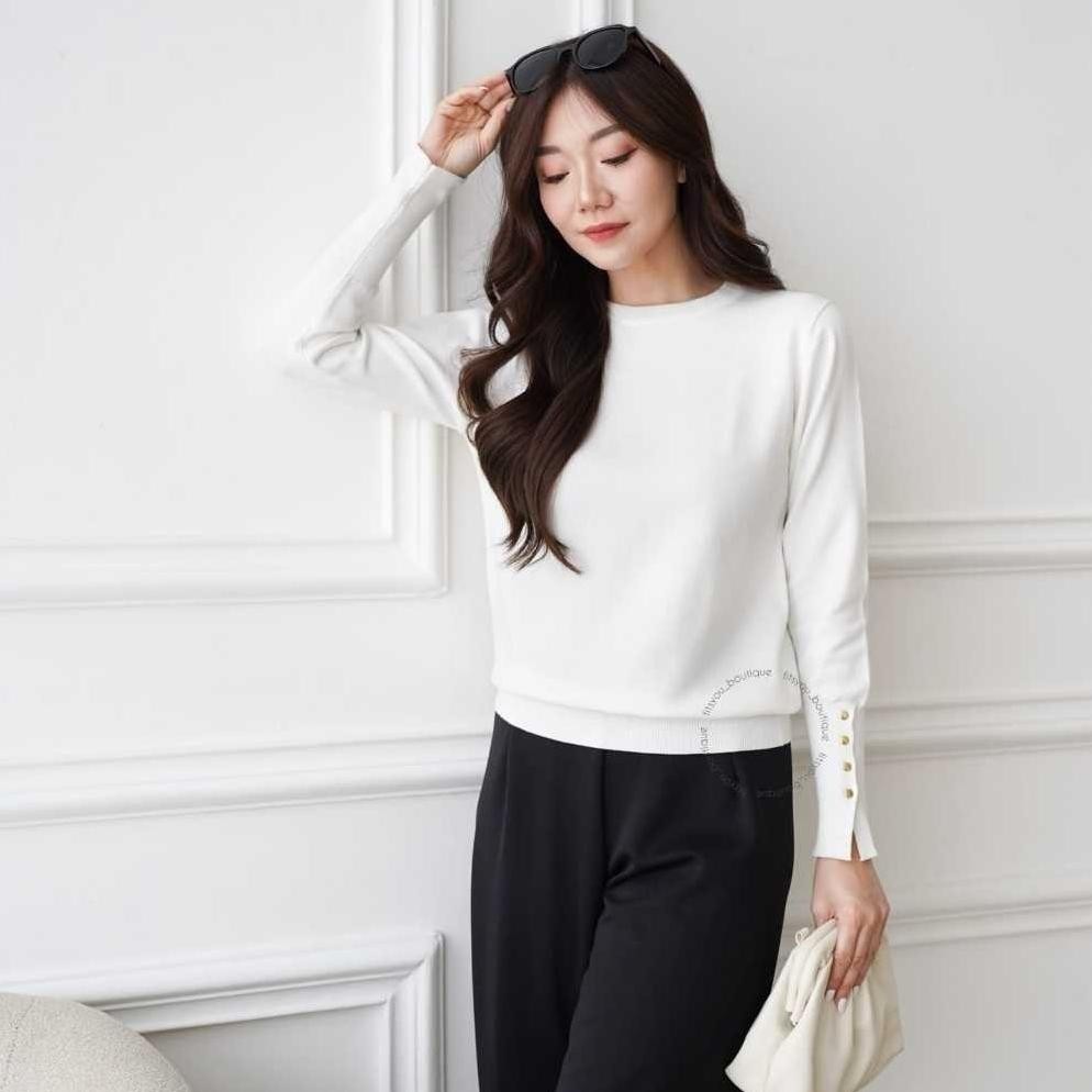 Danica Knit Top - Atasan Wanita Tangan Panjang Bahan Rajut