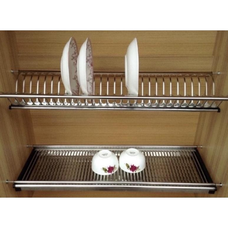 rak piring gelas stainless kitchen set 80cm / rak gantung stainless lemari dapur 80