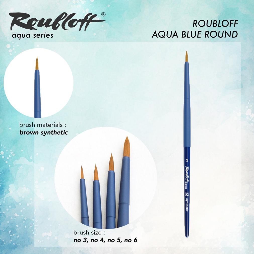 

Ed-7 Kuas Lukis Roubloff Brush Aqua Blue Series Synthetic Brush Round Dagger Ed-7