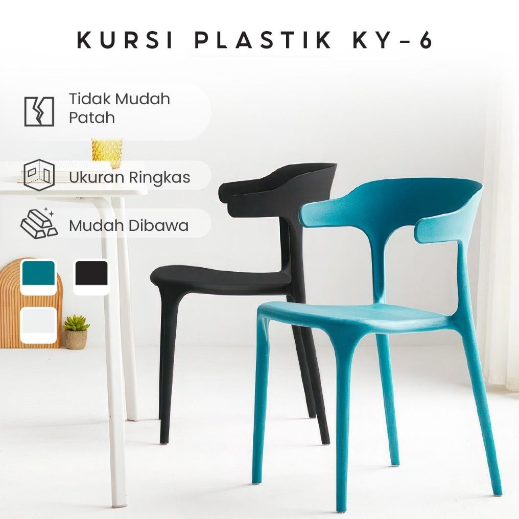 Kursi Plastik Sandaran Kursi Meja Makan Bangku Kursi Minimalis Kursi Cafe Estetik aSt
