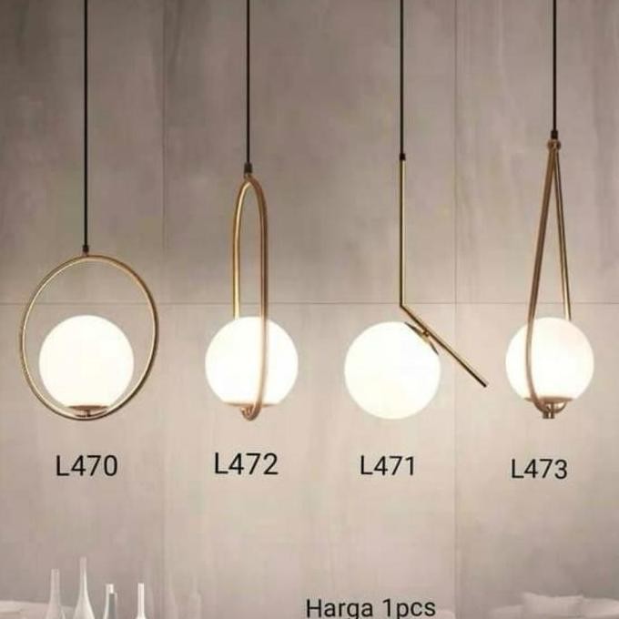 L472 Lampu Gantung Gold Modern Oval Bola Susu Mewah Minimalis Modern