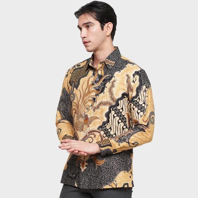 Promo Jayashree - Batik Regfit Radeva Ivory Kemeja Batik Pria Lengan Panjang - Baju Kerah Motif Bati