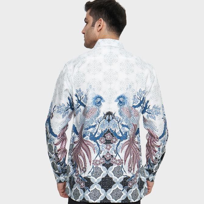 Grosir Jayashree - Exclusive Slimfit Gira Blue Kemeja Batik Pria Lengan Panjang- Baju Kerah Motif Ba