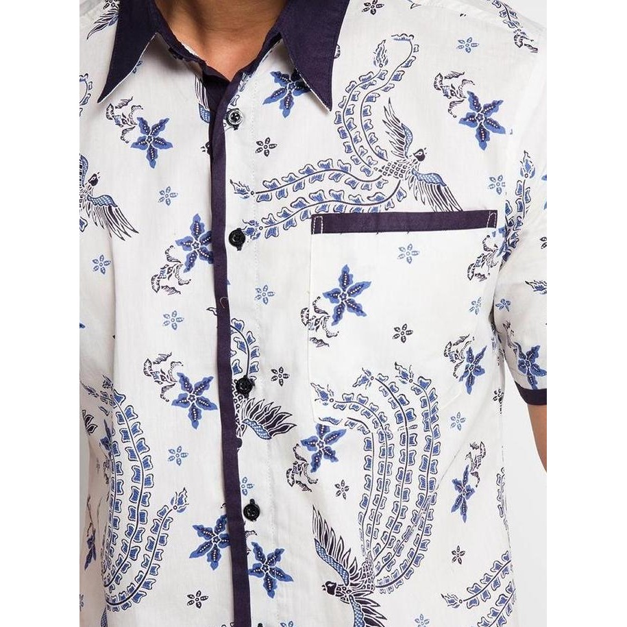 Sale Arjuna Weda Hem Batik Pria Motif Merak Asoka - Body Fit | Katun | Lengan Pendek | Kantong Depan
