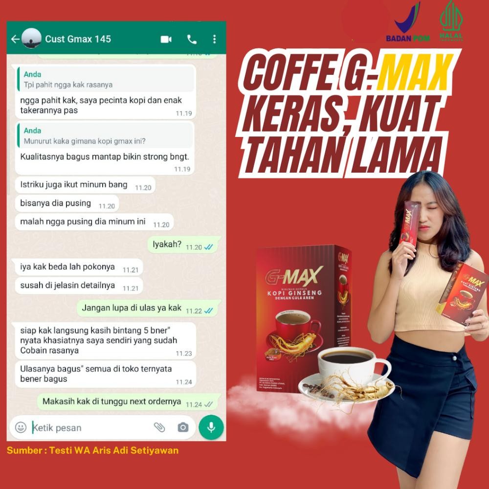 

Ready!! KOPI GMAX Kopi Gingseng Kopi Penambah Stamina Pria Tahan Lebihlama Original Halal