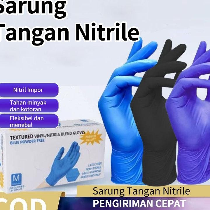 100Pcs Sarung Tangan Nitrile Sarung Tangan Latexsarung Tangan Karet Tebalsmlx Sarung Tangan Medis