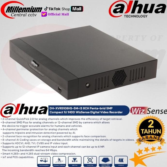 Promo Dvr Dahua 8Ch Dh-Xvr5108Hs-5M-I3 / Dvr Dahua 8 Channel Dh-Xvr5108Hs-5M-I3 5Mp