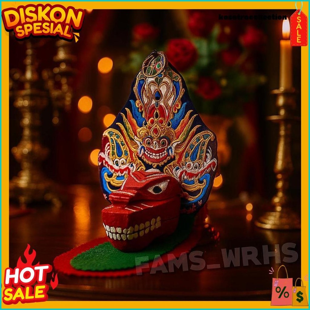 Gantungan Kunci Barongan Bahan Kayu Miniatur Barongan Merah