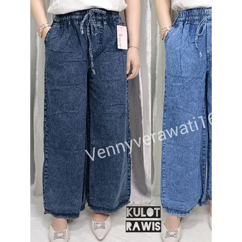 Celana Kulot Panjang Wanita Jeans Non Stretch Simple me/Jeans Kulot Rawis lentur Non Stretch