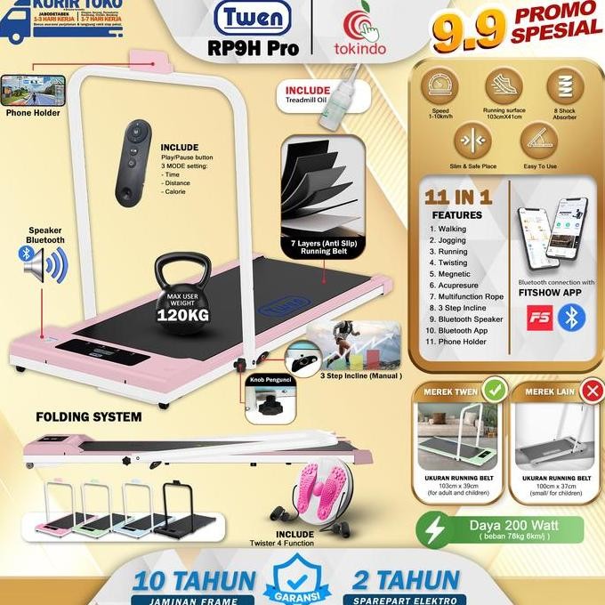 TERBARU - TWEN RP9 RP9H Pro Treadmil Listrik Treadmil Portable Treadmil Walking Pad Treadmil Running