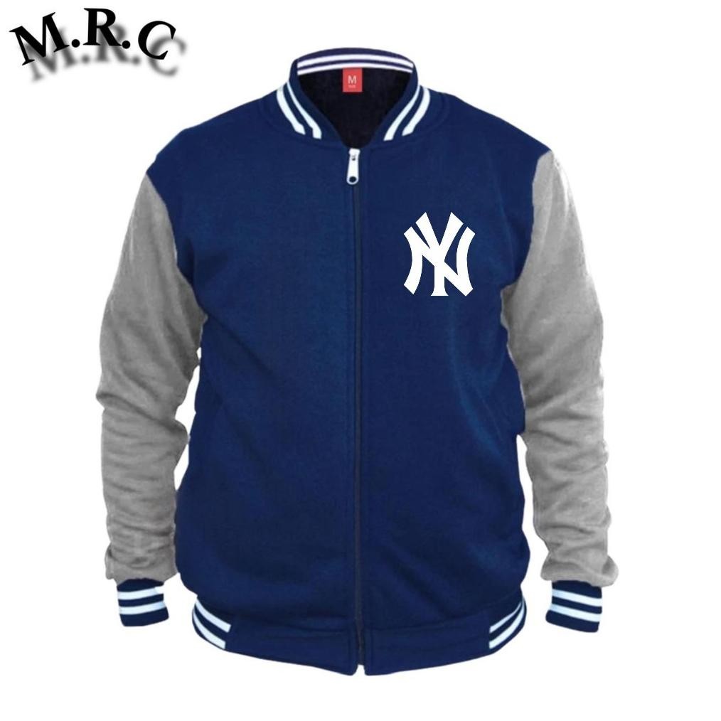 Diskon COD - Jaket Varsity Rasleting Baseball Zipper Bahan Flace Adem Lembut Nyaman Pria Dewasa Moti