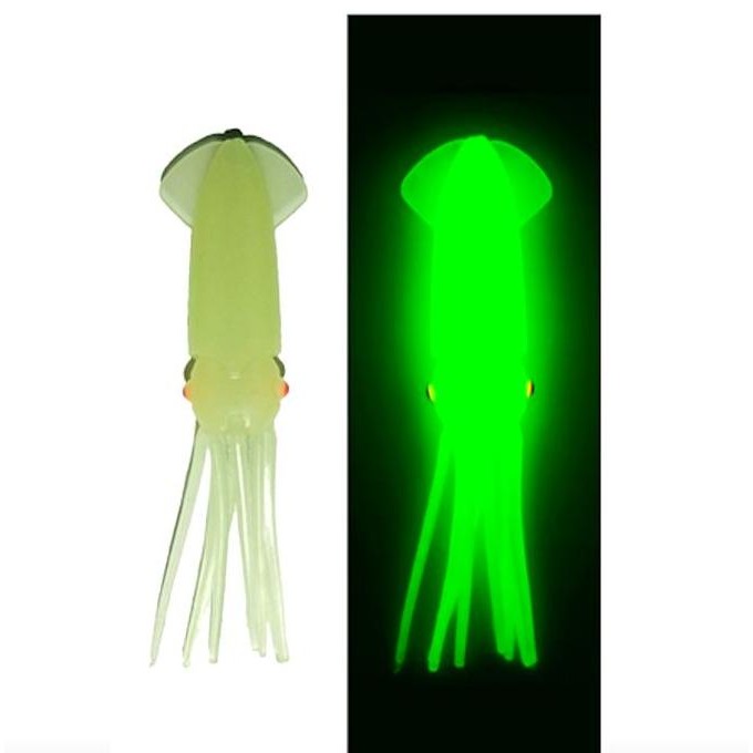 Umpan Cumi Sotong Squid Putih Nyala Dalam Gelap Umpan Karet 10Cm Allshop
