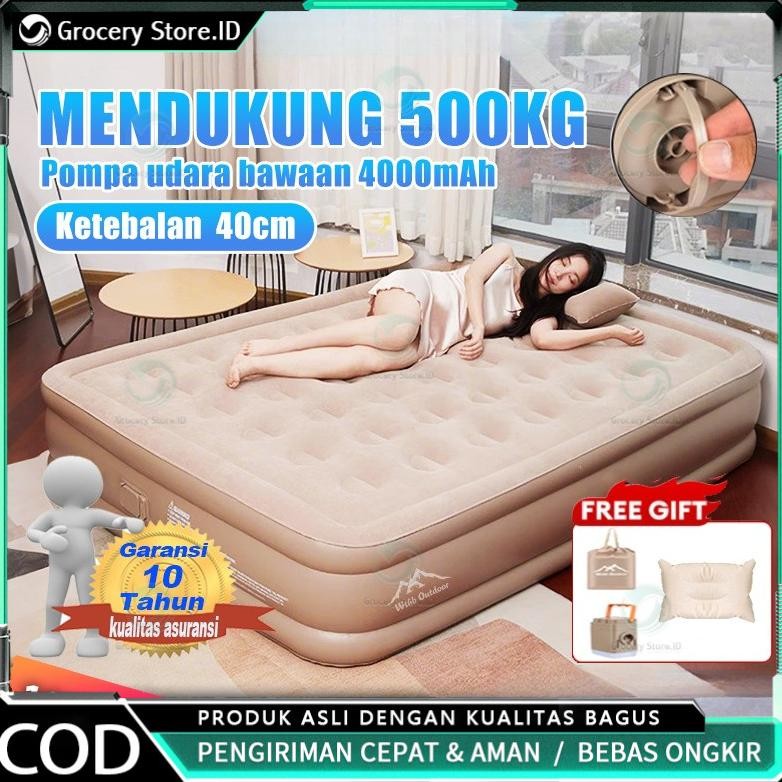 kasur angin pompa otomatis outdoor Kasur pompa lipat kasur tiup Queen kasur angin camping perjalanan