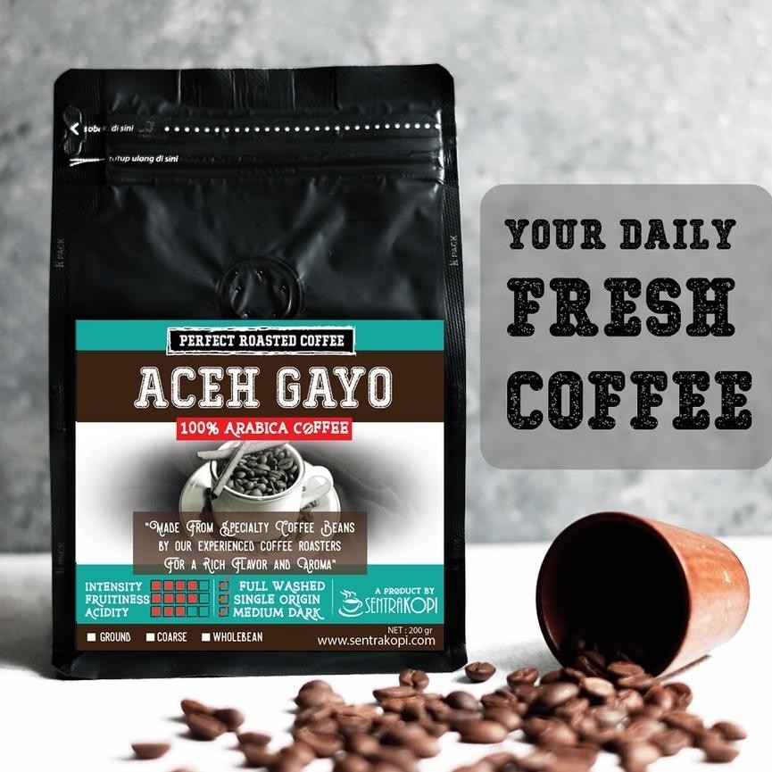 

Ready!! Kopi Arabika Aceh Gayo 200 Gram - BUBUK / BIJI - Arabica Premium Coffee - Sentra Kopi Asli 200Gr
