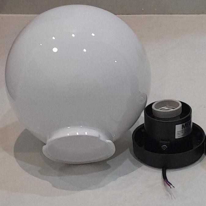 kap lampu taman bulat susu