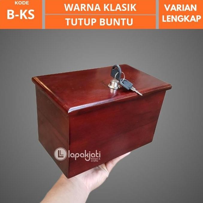 Kotak Penyimpanan Klasik Model-B Kayu Jati Polos Kotak Uang Tempat Perhiasan Peti Kayu