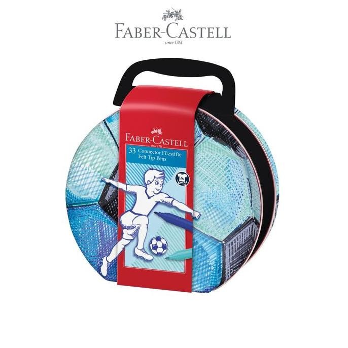 

NEW Faber-Castell Spidol Warna Anak Kreatif Connector Pen seri Soccer Gift Tin, Set 33 Warna