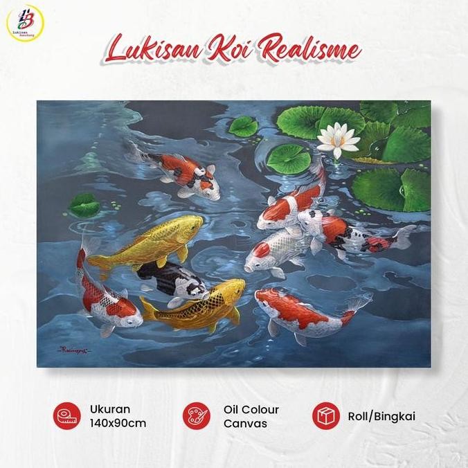 TERLARIS - Lukisan Ikan Koi Membawa Hoki Berkualitas
