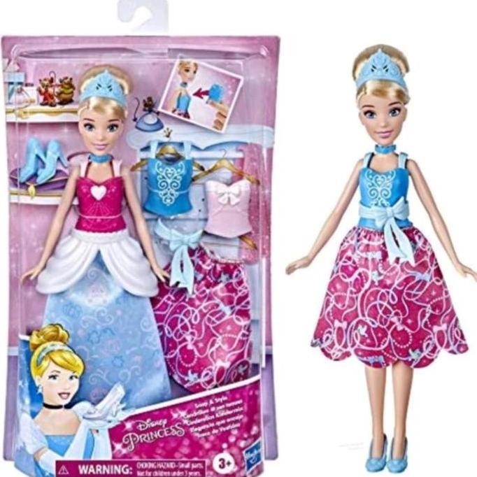 Boneka Barbie Disney Princess Cinderella Snap & Style Doll 30cm