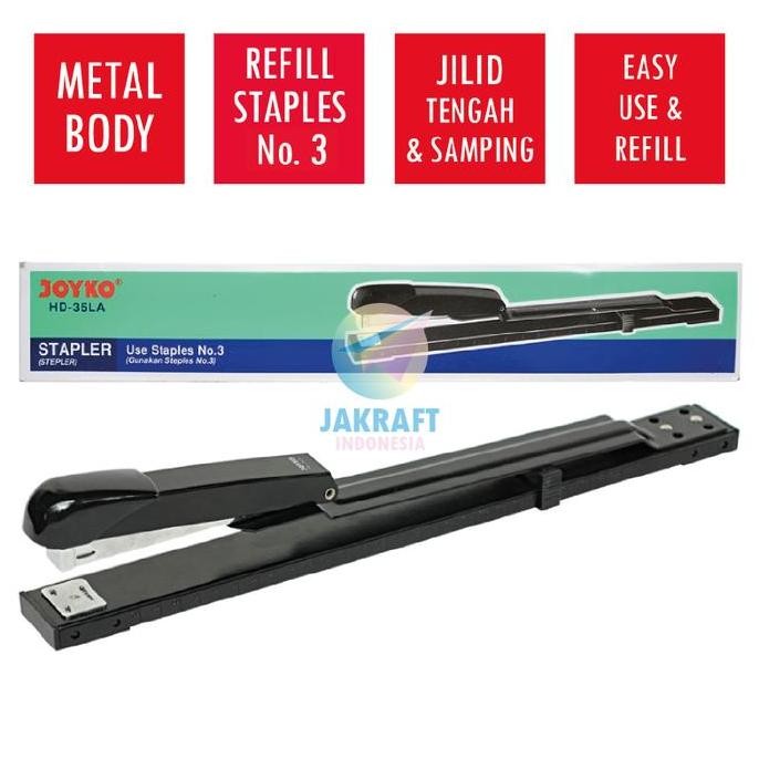 

(1 Unit) Stapler Hekter Panjang JOYKO HD-35LA Jilid Tengah Buku Refill Isi Staples No.3 / No.3E