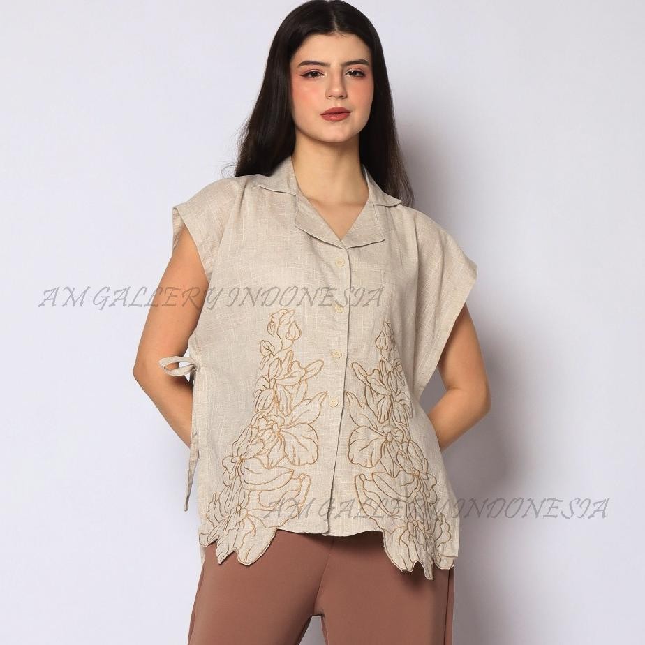 Outer Vest Wanita Motif Bordir Bunga C El Casual Kekinian