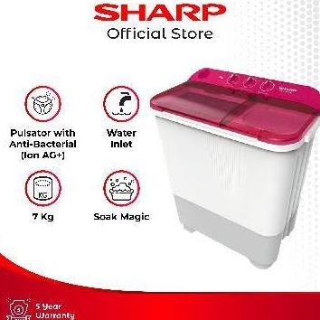 Mesin Cuci Sharp 2 Tabung Puremagic 7 kg EST75NT