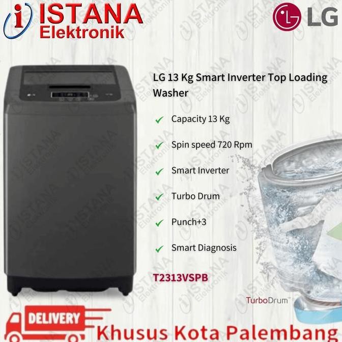 LG MESIN CUCI 1 TABUNG TOP LOADING SMART INVERTER 13 KG T2313VSPB