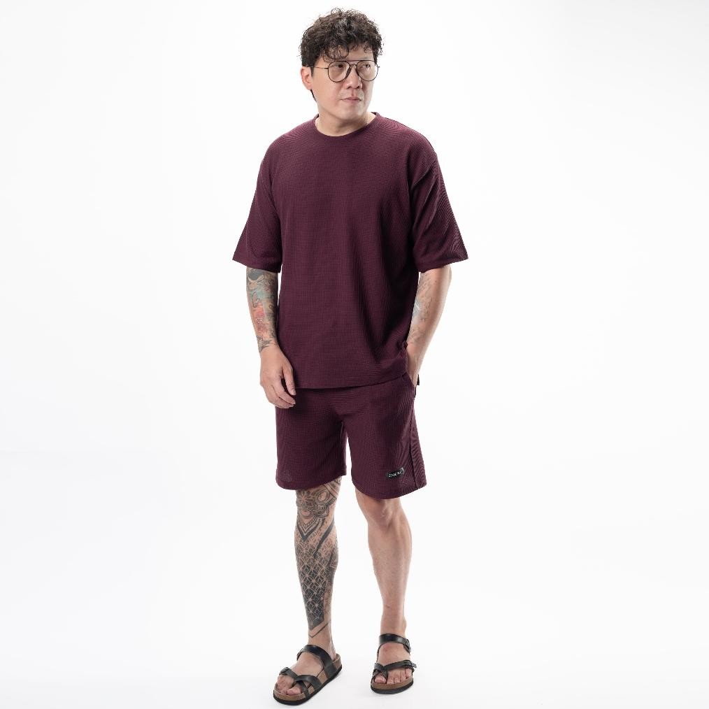 Terlaris Jane Frey Clothing 8174 Oversized Set Tshirt Pria M-2Xl Waffle Pj24