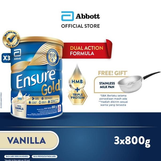 

Ensure Gold HMB Vanila 3x800g - Nutrisi Dewasa - FREE GIFT PT