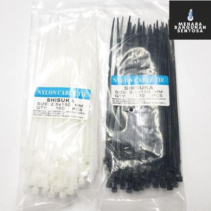 

@#@#@#] Kabel Ties 2.5 x 150 mm (15 cm) / Kabel Tis Tali Sabuk Pengikat (Isi 100) Hitam Putih