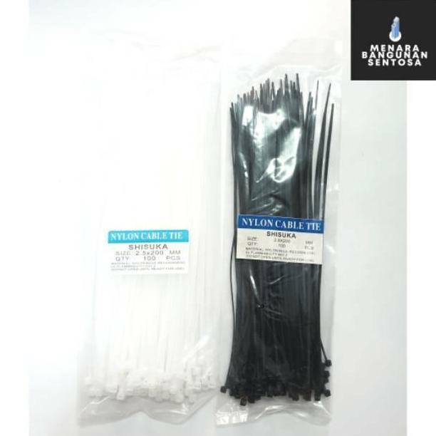 

@@@@] Kabel Ties 2.5 x 200 mm (20 cm) / Kabel Tis Tali Sabuk Pengikat (Isi 100) Hitam Putih