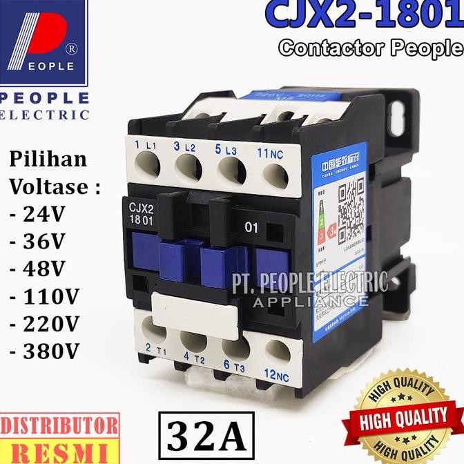 Termurah CONTACTOR KONTAKTOR CJX2-1801-NC PEOPLE AC 24V 36V 110V 220V 380V