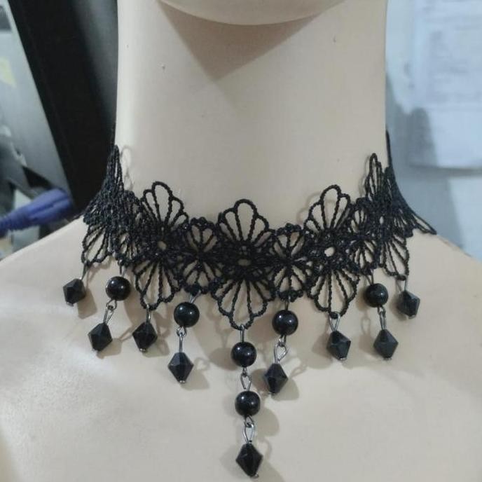 Silahkan Order] kalung choker renda hitam gothic halloween cosplay