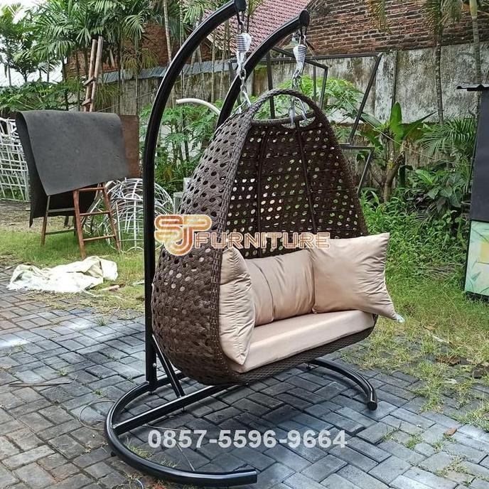 HOT SALE Ayunan Rotan Sintetis Dewasa Jumbo Untuk 2 Orang [ 2 Penyangga]