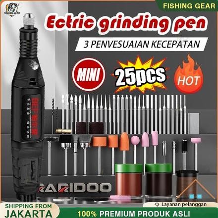Bor listrik mini 12V DC 18000 RPM Grinder Mini Listrik set lengkap Drill 25pcs Electric Engraver Gri