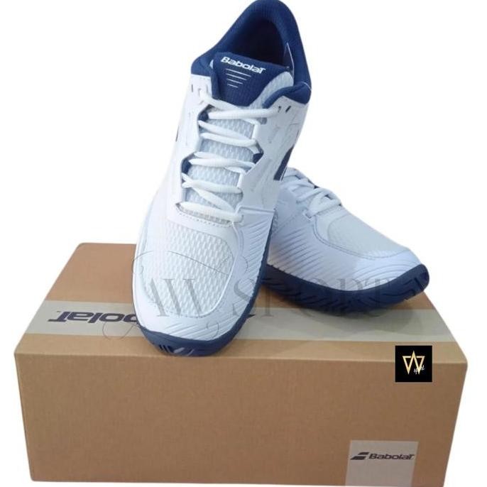 Kualitas terbaik] SEPATU BABOLAT SFX 4 White/Estate Blue / BABOLAT TENNIS SHOES ORIGINAL