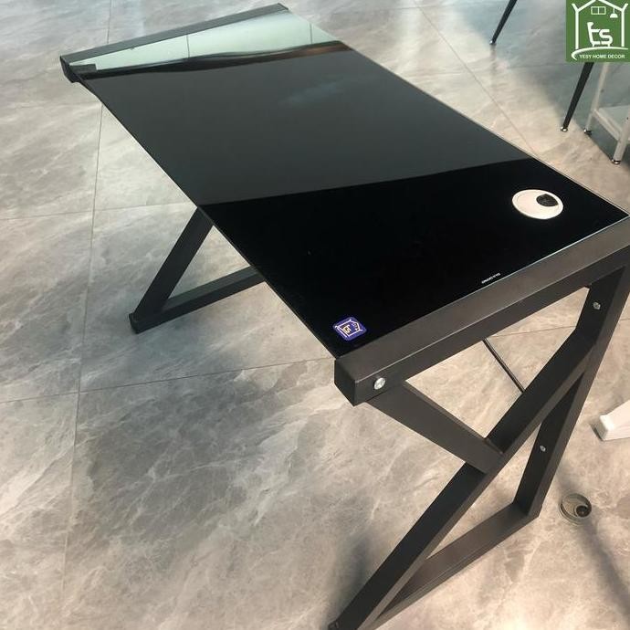 New Product - Meja Belajar Kaca Tempered Meja Komputer Kantor Pipa Besi Kalyne Store