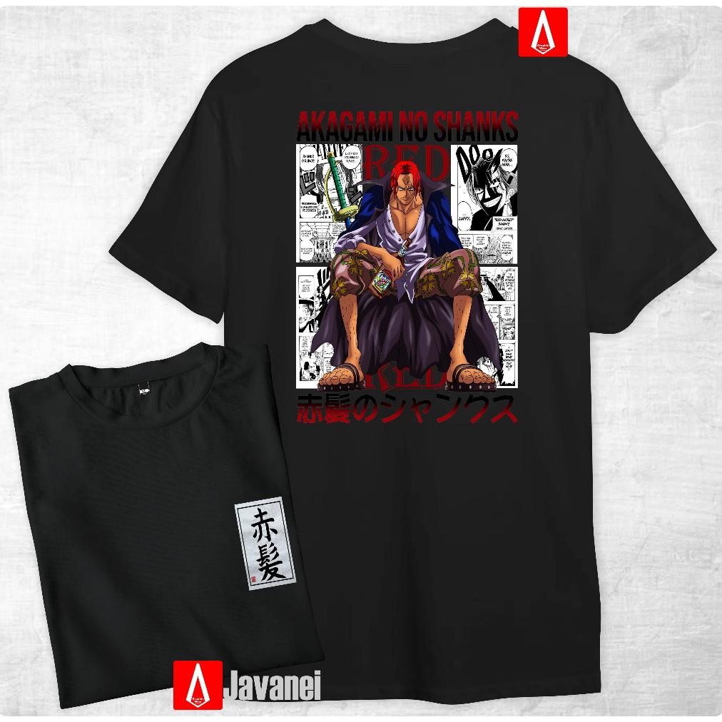 Promo Kaos Anime Akagami No Shank Red One Piece Cotton Combed 30S Premium