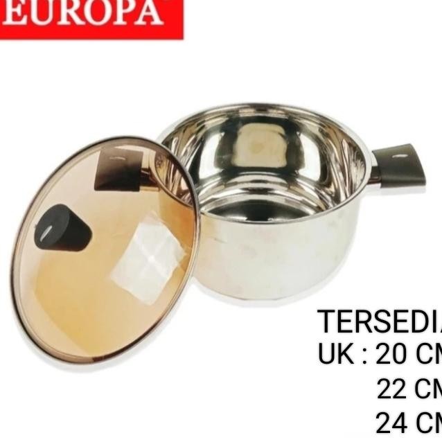 Panci Europa Soup Pot Panci Stainless Tutup Kaca