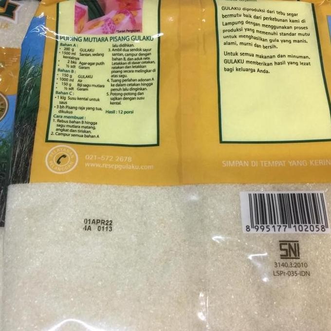 

JH8 Gula Pasir GULAKU Kuning Kemasan 1 Kg | Gula Tebu Kristal Putih GULAKU