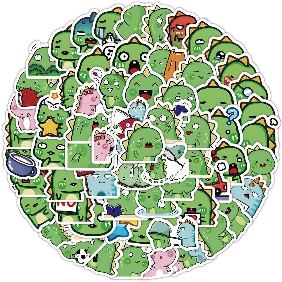 

100Pcs Cute Doodle Dinosaur Stickers - Cartoon Dino Decals For Kids Room Decor & Learning Motivational Gifts