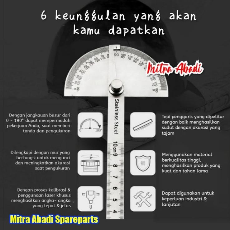 

Penggaris Busur 180 Stainless Steel Protractor Angle Ruler