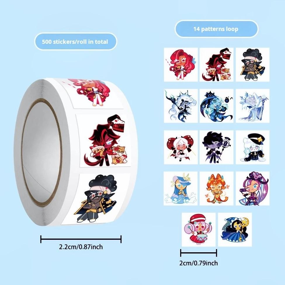 

500Pcs/Roll Collection Of Cookie Run Kingdom Stickers Cute Diy Diary Laptop Skateboard Graffiti Decals Decoration Materials