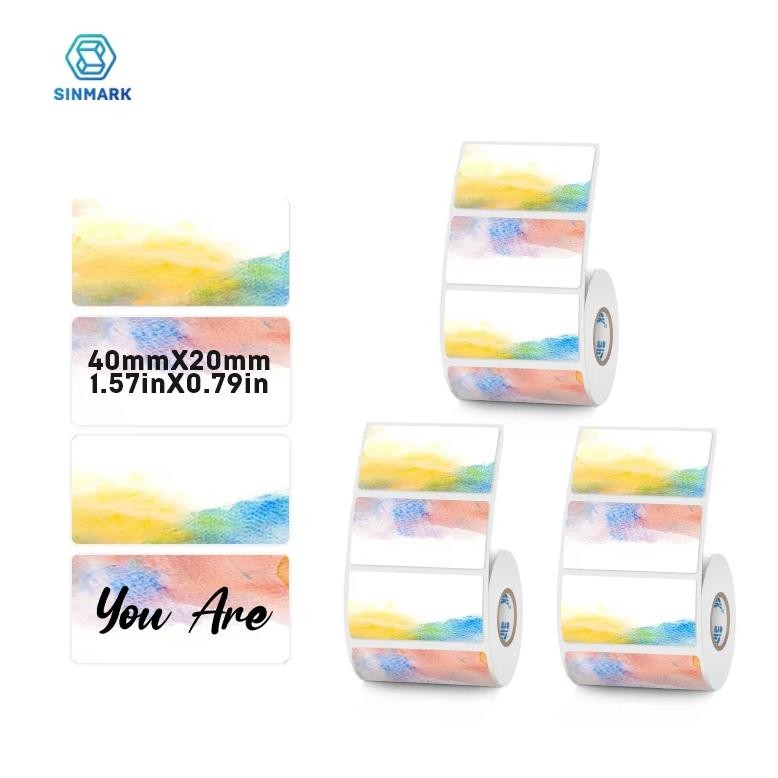 

Sinmark Watercolor Stickers Thermal Label Paper Blank Stickers Gift Cute Tags Compatible Phomemo M110/M200 Printers