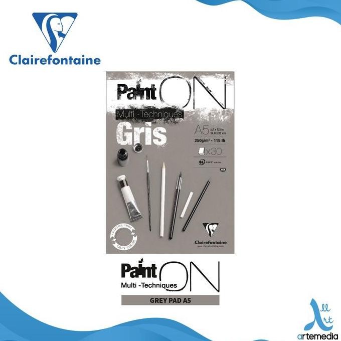 

Sale Kertas Gambar Clairefontaine Paint On A5 Grey Multi Technique Pad