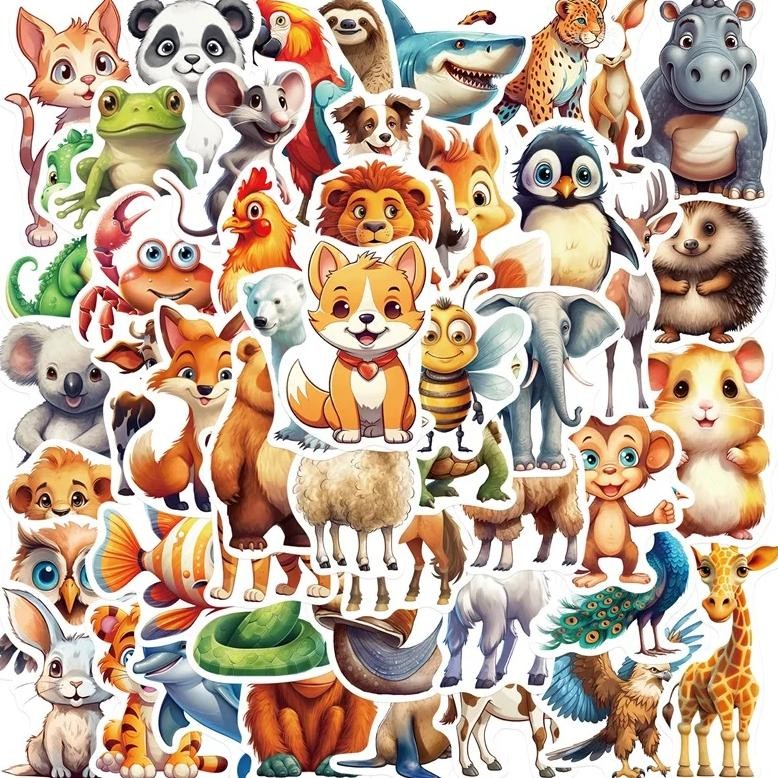 

10/30/50Pcs Cute Colorful Animal Pvc Sticker Aesthetic Diy Decoration Scrapbooking Korean Stationery School Supplies For Kids