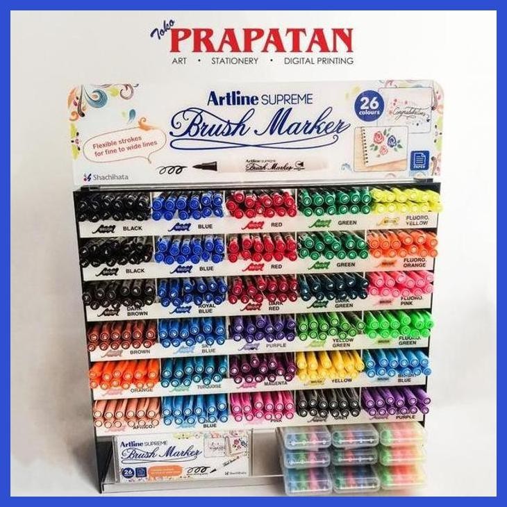 

( SEKOLAH / LUKIS ) READY ARTLINE SUPREME BRUSH MARKER 26 WARNA (SENI / MENGGAMBAR / ART / KERAJINAN ) SIAP KIRIM